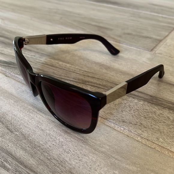 The Row by Linda Farrow Sunglasses With Leather Maroon Color with Silver - Picture 3 of 7